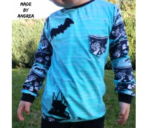 Stickdatei - Halloween Doodle Mond mit Fledermäusen